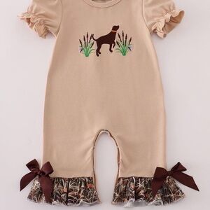 Camo Hound Appliqué Ruffle Romper 6M